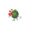 Happy gem squash cartoon character mascot with heart