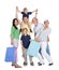 Happy generations family with shopping bags