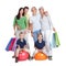 Happy generations family with shopping bags