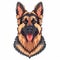 Happy german shepherd dog close up front view portrait icon on white background with copy space