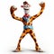 Happy Giraffe Cartoon Character: A Playful Superhero In Maya Style