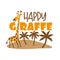 Happy Giraffe- funny hand drawn Giraffe with island.