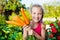 Happy girl with carrot