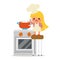 Happy Girl Cook Soup Mother Helper Little Independant Housewife Symbol