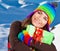 Happy girl with gift, winter outdoor portrait