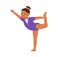 Happy girl gymnast exercising. Little child doing gymnastics. Cute kid at gym balancing posture. Junior acrobat training
