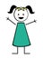 happy girl with pigtails icon stick figure