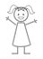happy girl with pigtails icon stick figure
