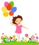 Happy girl running with balloon