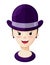 Happy Girl Wearing a Purple Derby Flat Vector Illustration Icon