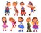 Happy Girls and Boys Dressed as Fairytale Heroes Collection, Cute Kids Playing Dress Up Game Cartoon Vector Illustration