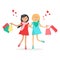 Happy Girls with Shopping Bags. Friends Forever
