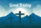 Happy Good Friday Vector Illustration with Christian Holiday of Jesus Christ Crucifixion and Pigeons in Flat Cartoon Background