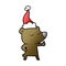 happy gradient cartoon of a bear giving thumbs up wearing santa hat