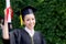 Happy graduated student girl, congratulations - graduate education success