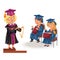 Happy graduates on celebration ceremony flat poster.