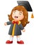 Happy graduation girl cartoon