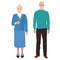Happy grandfather and grandmother standing together. Old man and woman people in family. Vector illustration.
