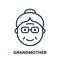 Happy Grandma Face Line Icon. Old Senior Person Linear Pictogram. Old Grandmother Outline Icon. Retirement Concept