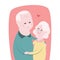 Happy grandmother and grandfather couple`s hugging and dancing together with smilling face, Grandparents day concept