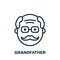 Happy Grandpa Face Line Icon. Old Senior Person Linear Pictogram. Old Grandfather Outline Icon. Retirement Concept