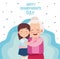 Happy grandparents day card with grandmother and granddaughter