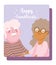 Happy grandparents day, cartoon character old couple holding hands card