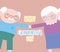 Happy grandparents day, funny grandpa and grandma holding hands cartoon card