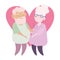 Happy grandparents day, grandpa and grandma together heart love cartoon