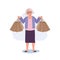 Happy Granny Holding Shopping Bags. Elderly Woman Enjoying Shopping with Shopping Bags.  Senior Lifestyle and Retail Therapy