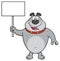 Happy Gray Bulldog Cartoon Mascot Character Holding A Blank Sign