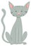Happy gray cat cartoon animal character