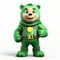 Happy Green Bear: A Charming Superhero Cartoon Character