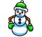 Happy Green Clothed Snowman