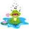 Happy Green frog singing