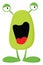 Happy green monster vector or color illustration