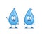 Happy greeting hello and sad expression water drop cartoon character vector illustration mascot for world water day