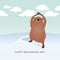 Happy Groundhog Day design with cute groundhog