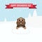 Happy Groundhog Day design with cute groundhog and cold snow