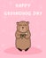 Happy groundhog day greeting card with cute wild animal and cartoon hand drawing doodle elements on pink background, editable