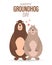 Happy groundhog day, pair of groundhogs in love with hearts. Congratulatory banner, card, poster