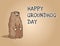 Happy Groundhog Day postcard. Cute cartoon groundhog image