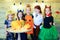 Happy group of children during Halloween party