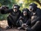 happy group of chimpanzeess smiling taking selfie-summer vibes