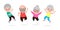 Happy Group of elderly people jumping together, old senior couple jumping cartoon old man and old woman people dancing with joy,