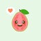 Happy guava fruit with cute kawaii faces, cute vegetable characters with phrases, tropical fruit design isolated color background