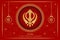 Happy Guru Nanak Jayanti Gurpurab Poster Vector Illustration. Golden and red Khanda ornamental graphic design. Social media post,