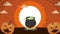 happy halloween animation with pumpkins and cauldron