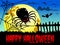 Happy Halloween background big spider full moon