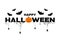 Happy Halloween background text with pumpkin, bats, spider web and blood. Halloween background for poster, banner